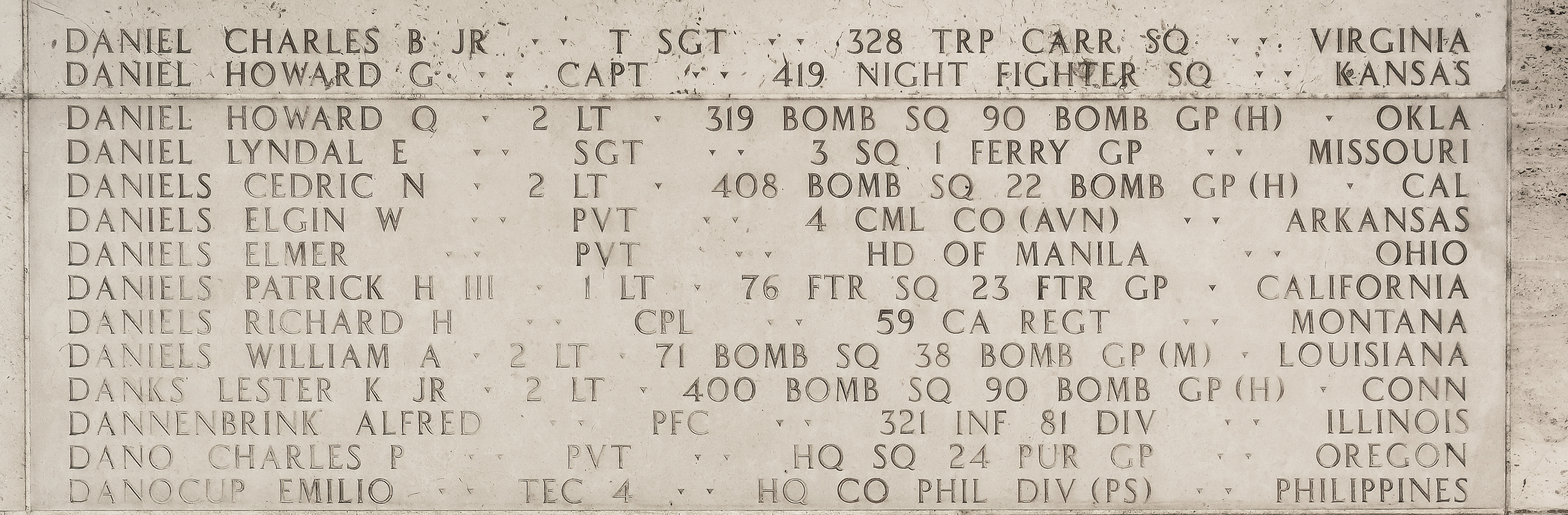 Patrick H. Daniels, First Lieutenant